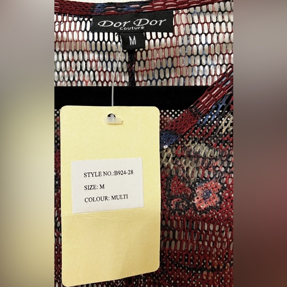 BNWT Dor Dor Couture Multi Floral Mesh Boho Pullover Flared Sleeve Top Sz MED - Picture 6 of 8